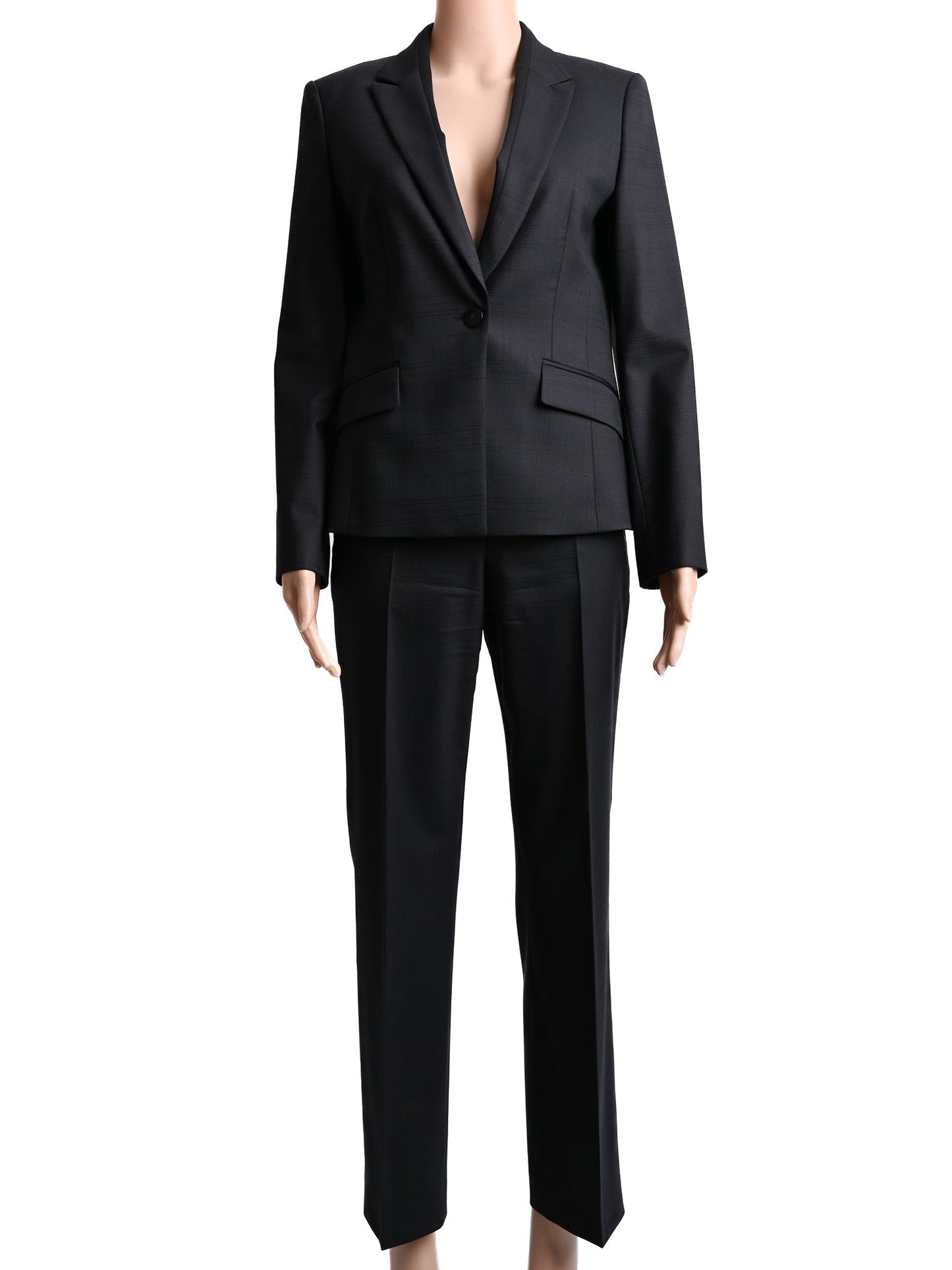 excellent hugo black wool women's business suit size s
