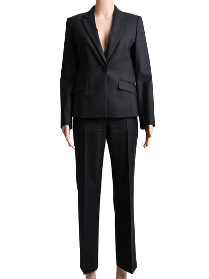 Excellent Hugo Black Wool Women's Business Suit Size S