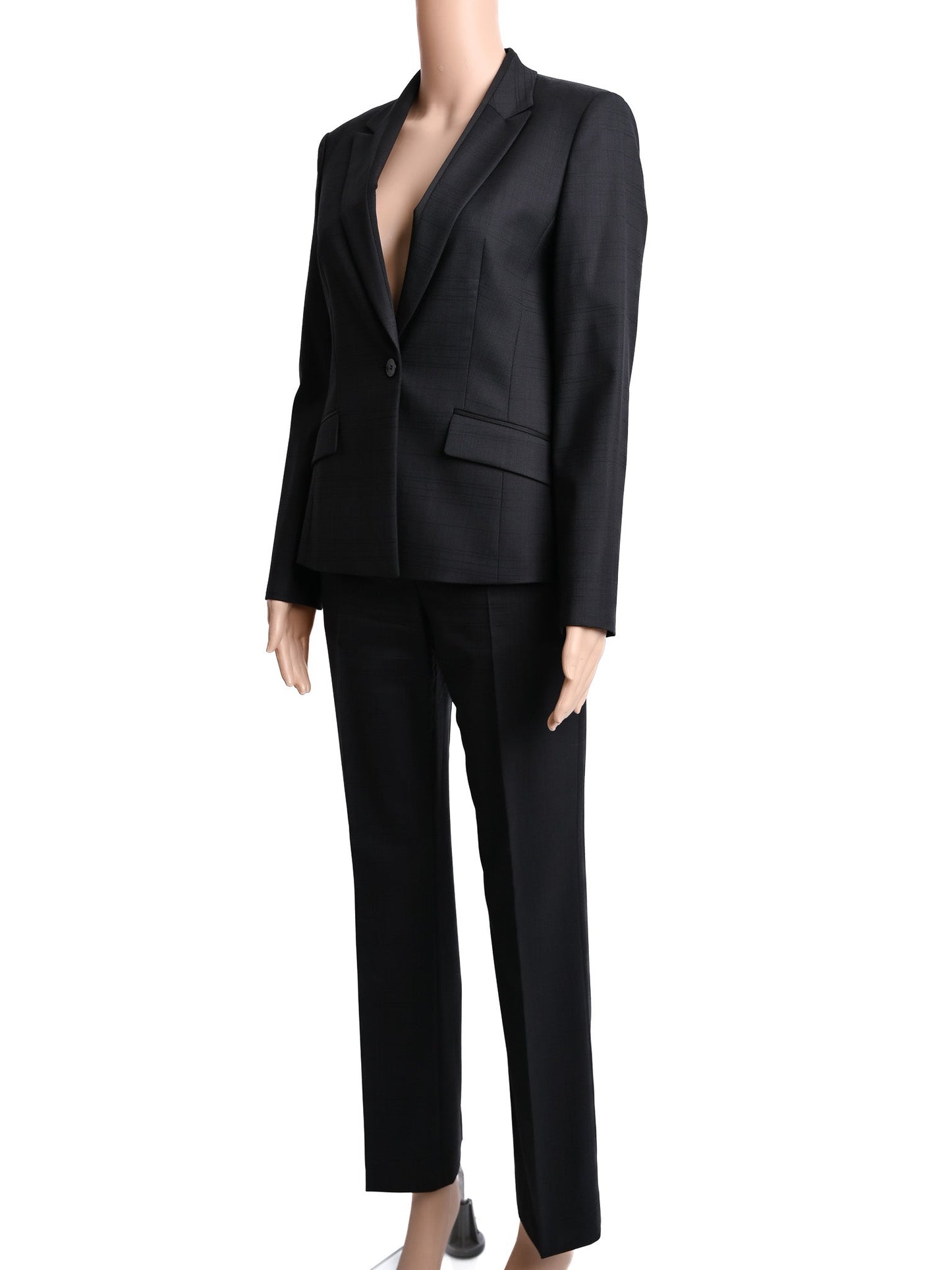excellent hugo black wool women's business suit size s