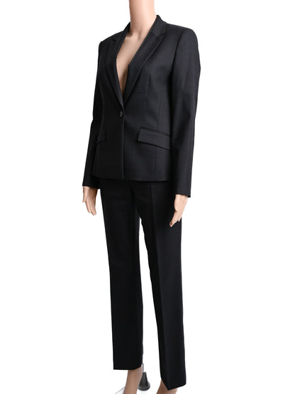 Excellent Hugo Black Wool Women's Business Suit Size S