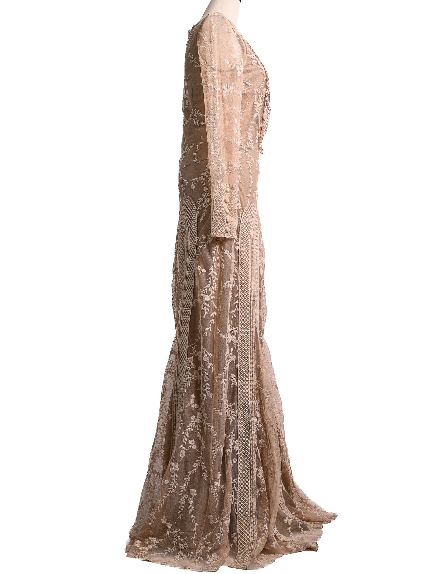 bdba white long sleeve lace dress with floral embroidery - excellent condition