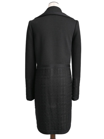 Excellent Missoni Black Long Coat XS Polyester with Textured Pattern