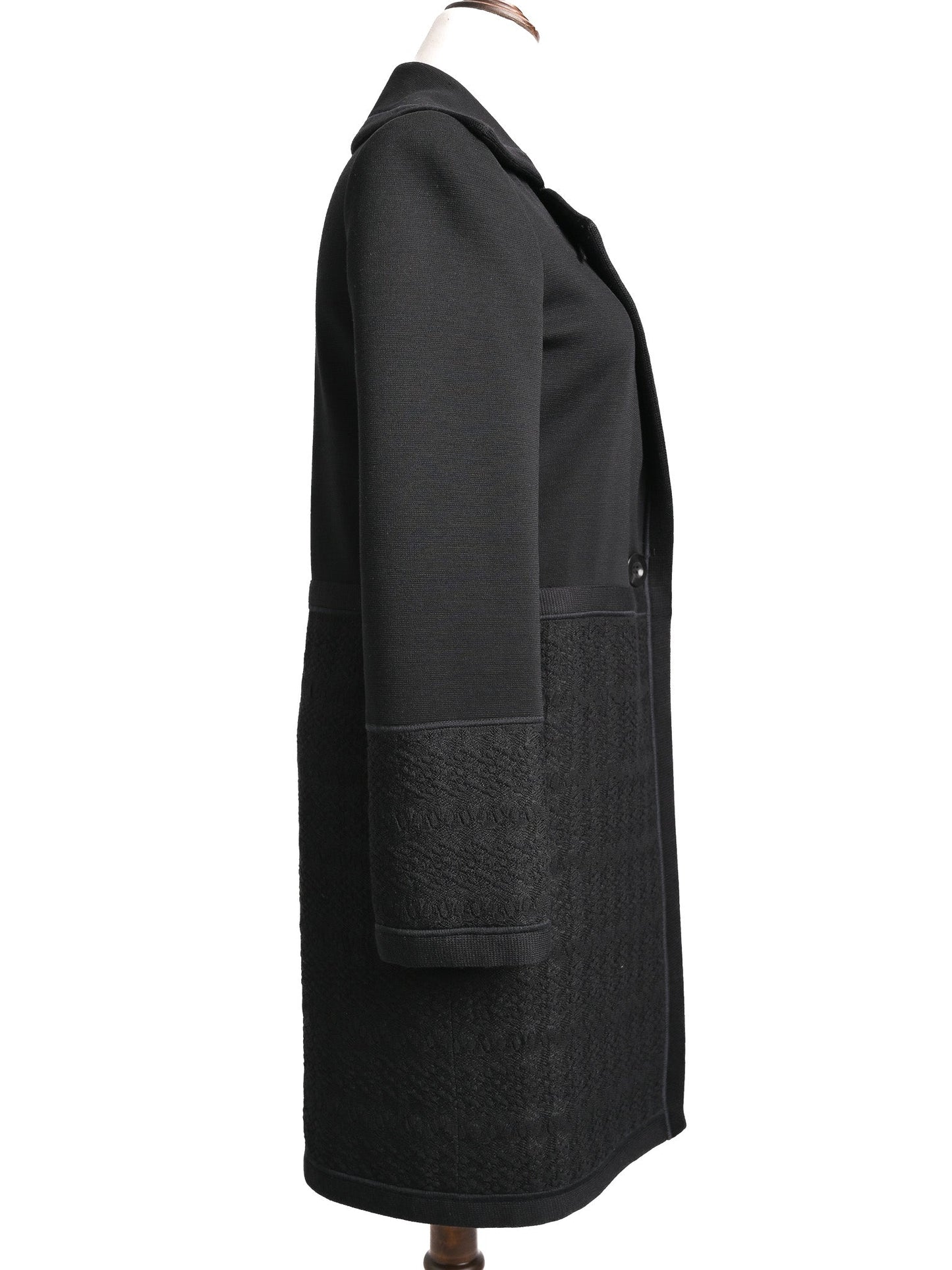 excellent missoni black long coat xs polyester with textured pattern