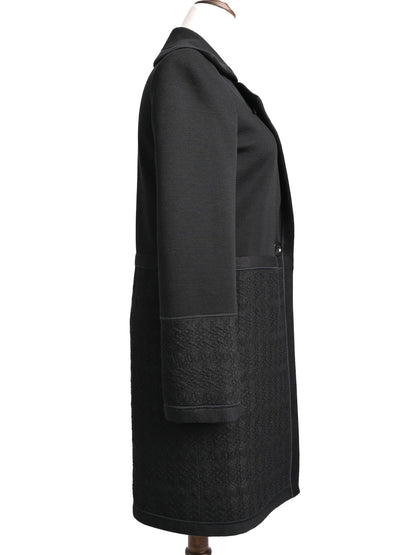 Excellent Missoni Black Long Coat XS Polyester with Textured Pattern