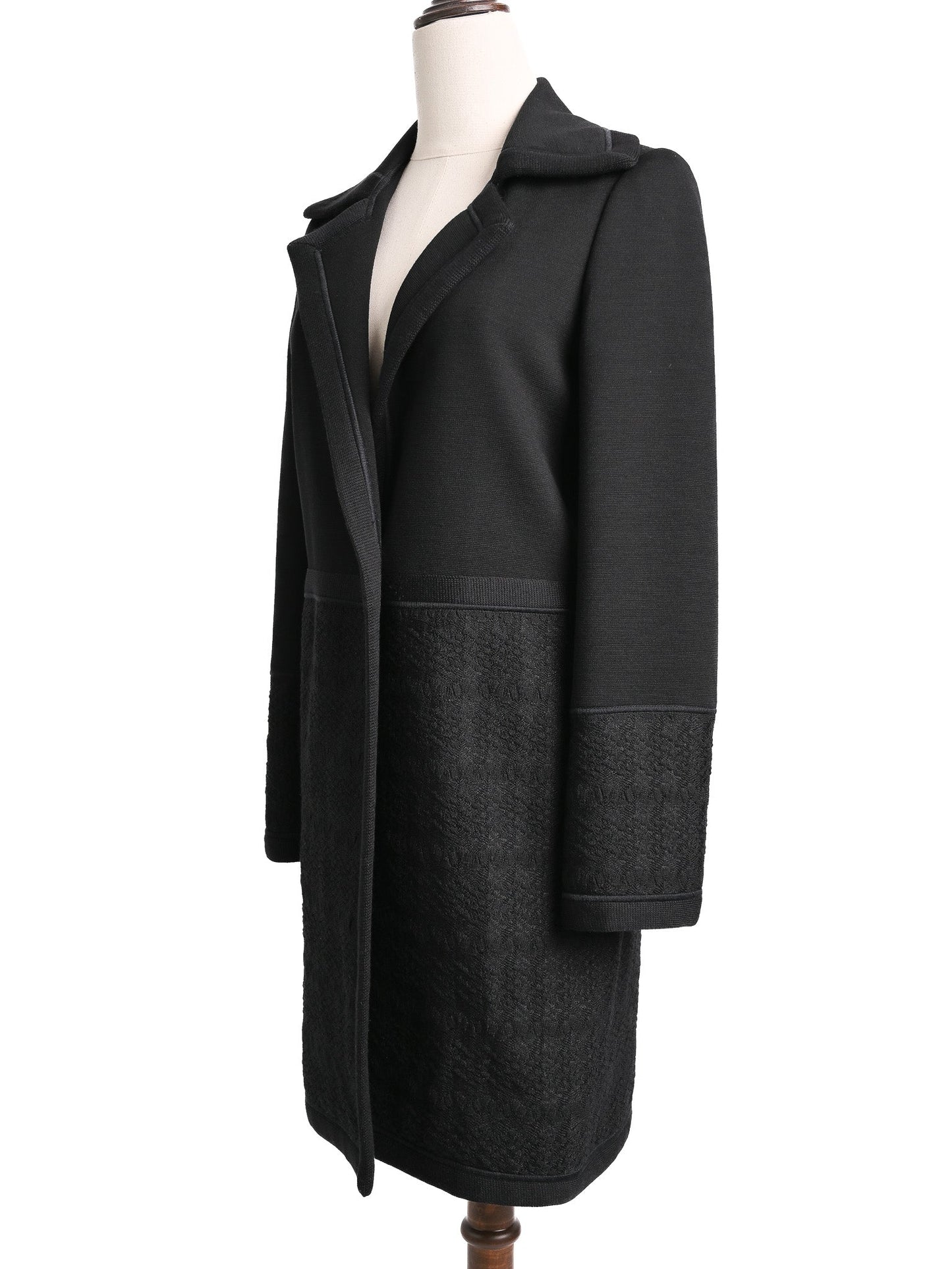 excellent missoni black long coat xs polyester with textured pattern