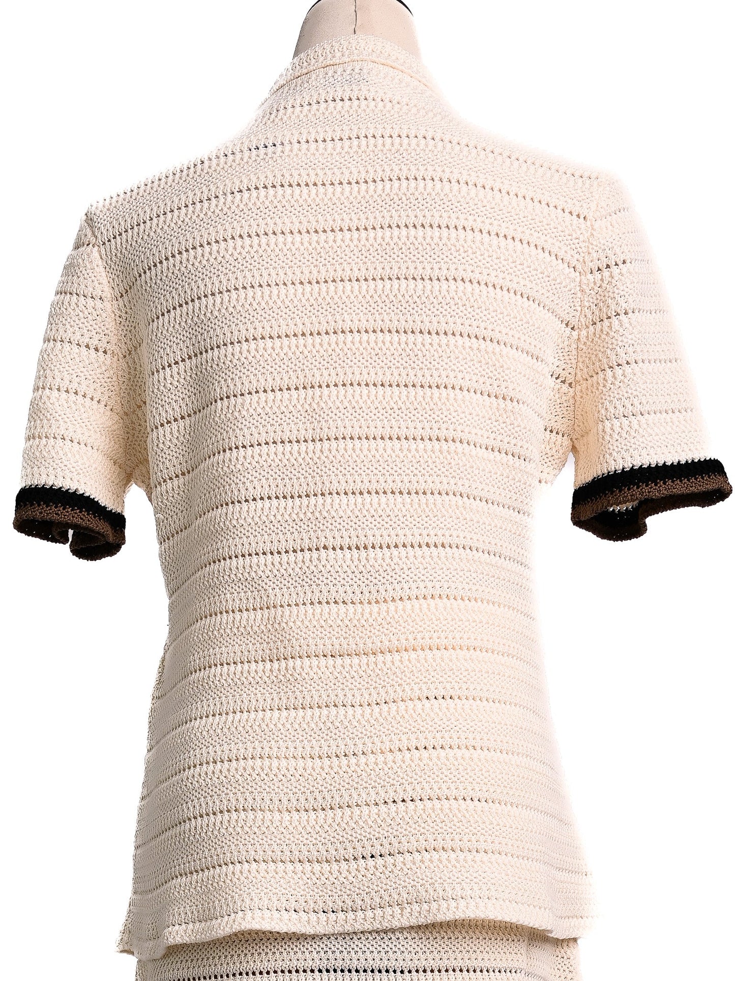 fendi white cotton knitted top size m with black trim