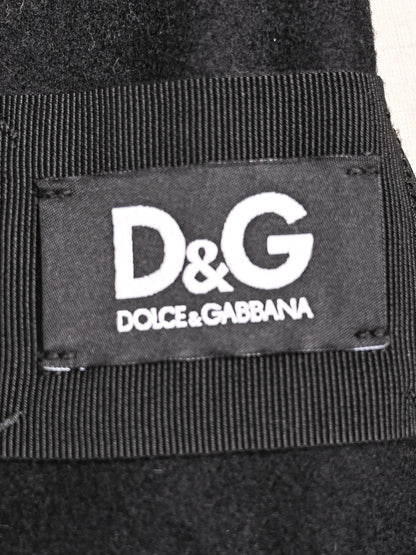 Excellent Dolce Gabbana Black Wool Overcoat Size S