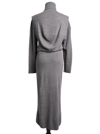 Excellent Balenciaga Gray Wool Turtleneck Sweater Dress XXS