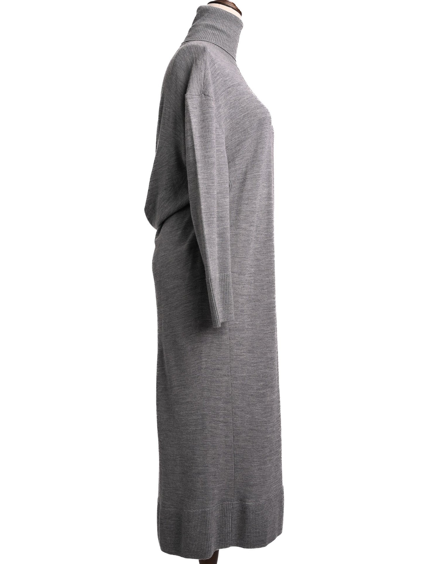 excellent balenciaga gray wool turtleneck sweater dress xxs