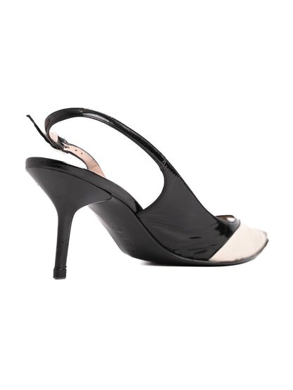 Average Condition Casadei Black Leather Slingback High-Heels