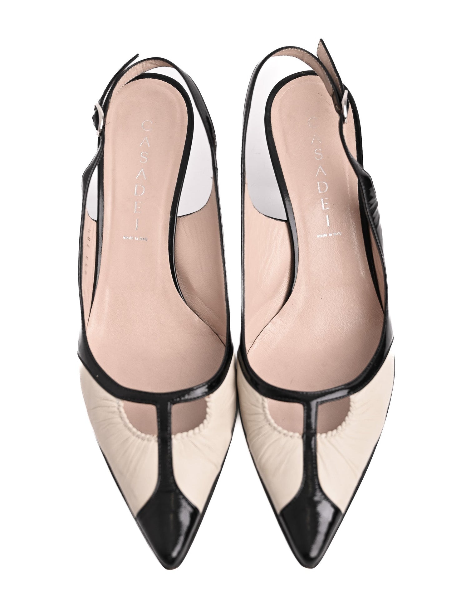 average condition casadei black leather slingback high-heels