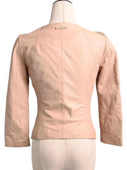 Excellent Elisabetta Franchi Pink Leather Jacket Size XS