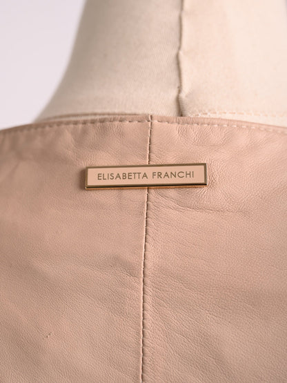 Excellent Elisabetta Franchi Pink Leather Jacket Size XS