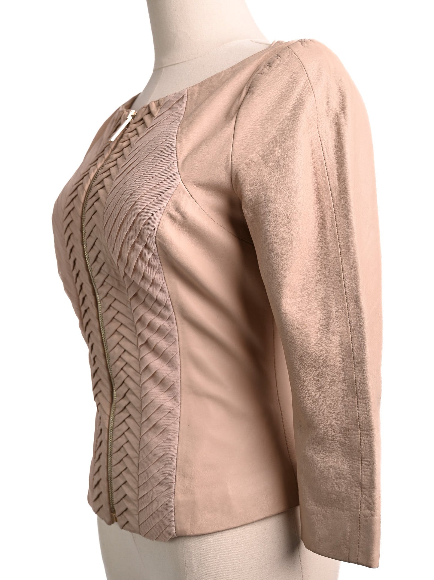 excellent elisabetta franchi pink leather jacket size xs