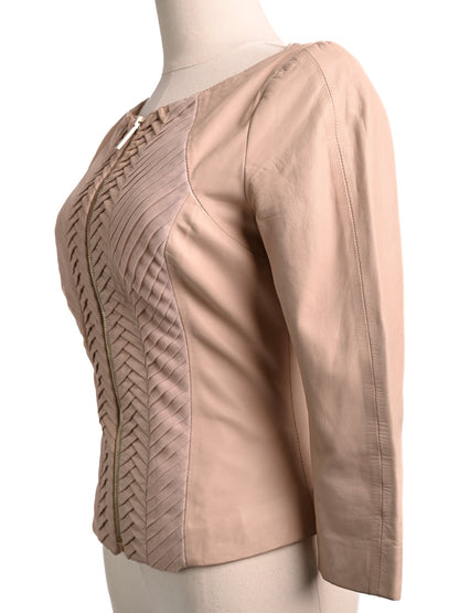 Excellent Elisabetta Franchi Pink Leather Jacket Size XS