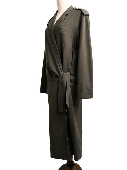 Excellent Max Mara Green Wrap Jacket Coat Size M Cotton Natural