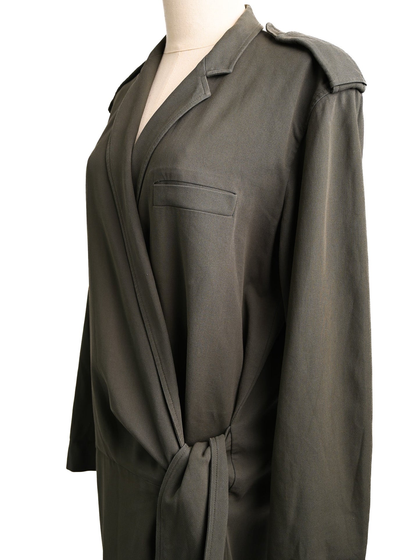 excellent max mara green wrap jacket coat size m cotton natural