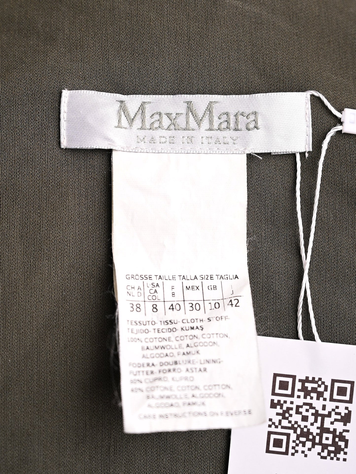 excellent max mara green wrap jacket coat size m cotton natural