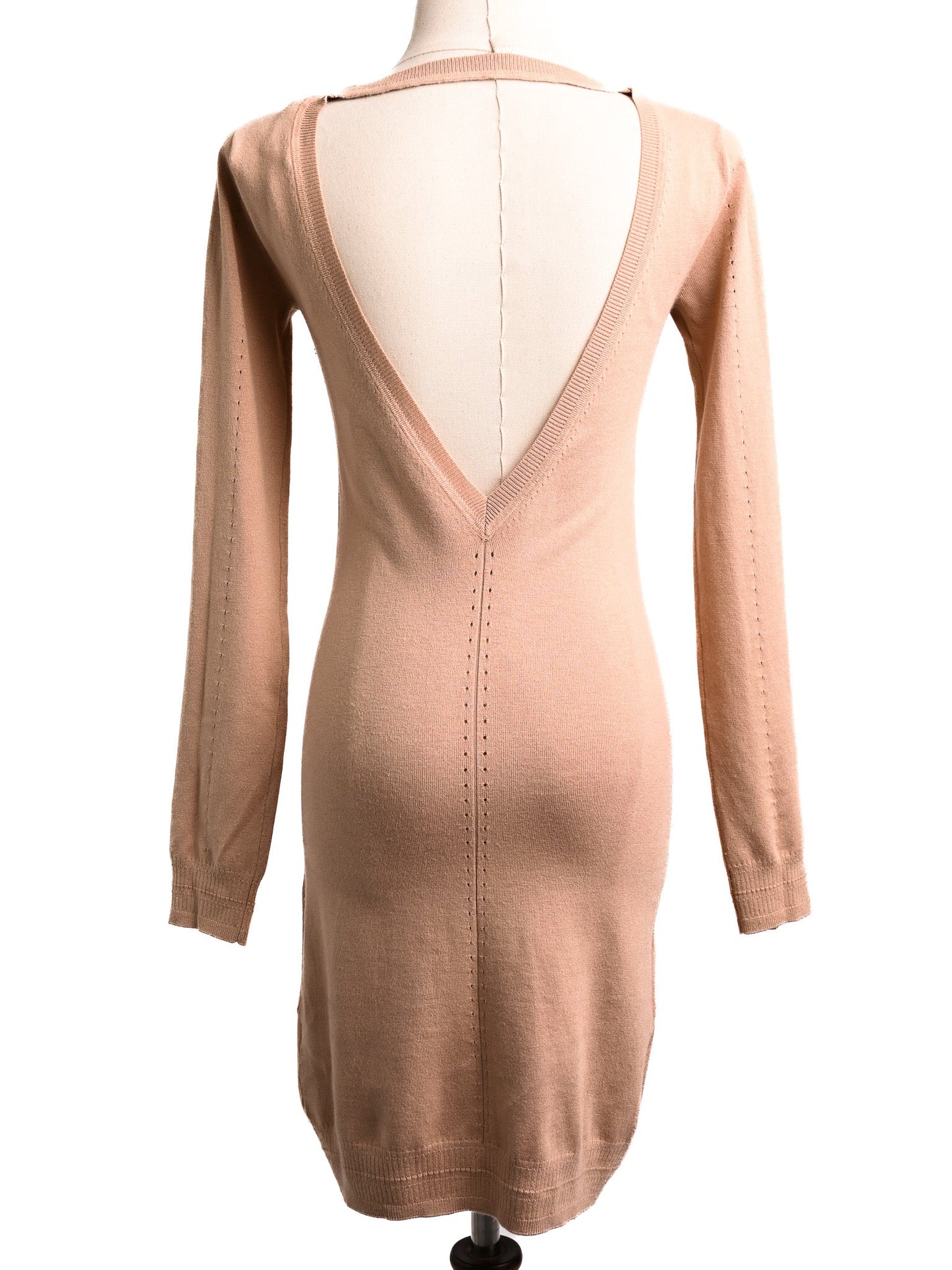 good elisabetta franchi white long-sleeve knitted dress size s