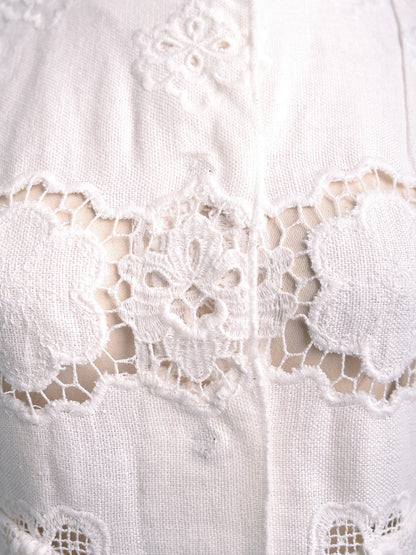 Good Dolce Gabbana White Cotton Lace Jacket Size XS