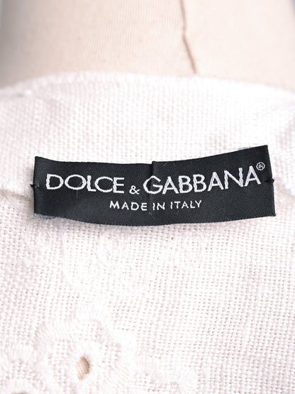 Good Dolce Gabbana White Cotton Lace Jacket Size XS