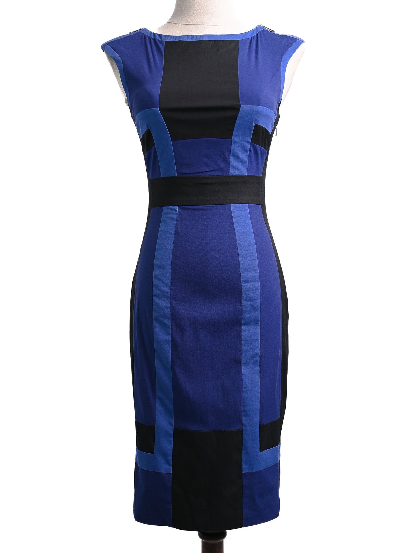 karen millen blue geometric print dress xxs good condition