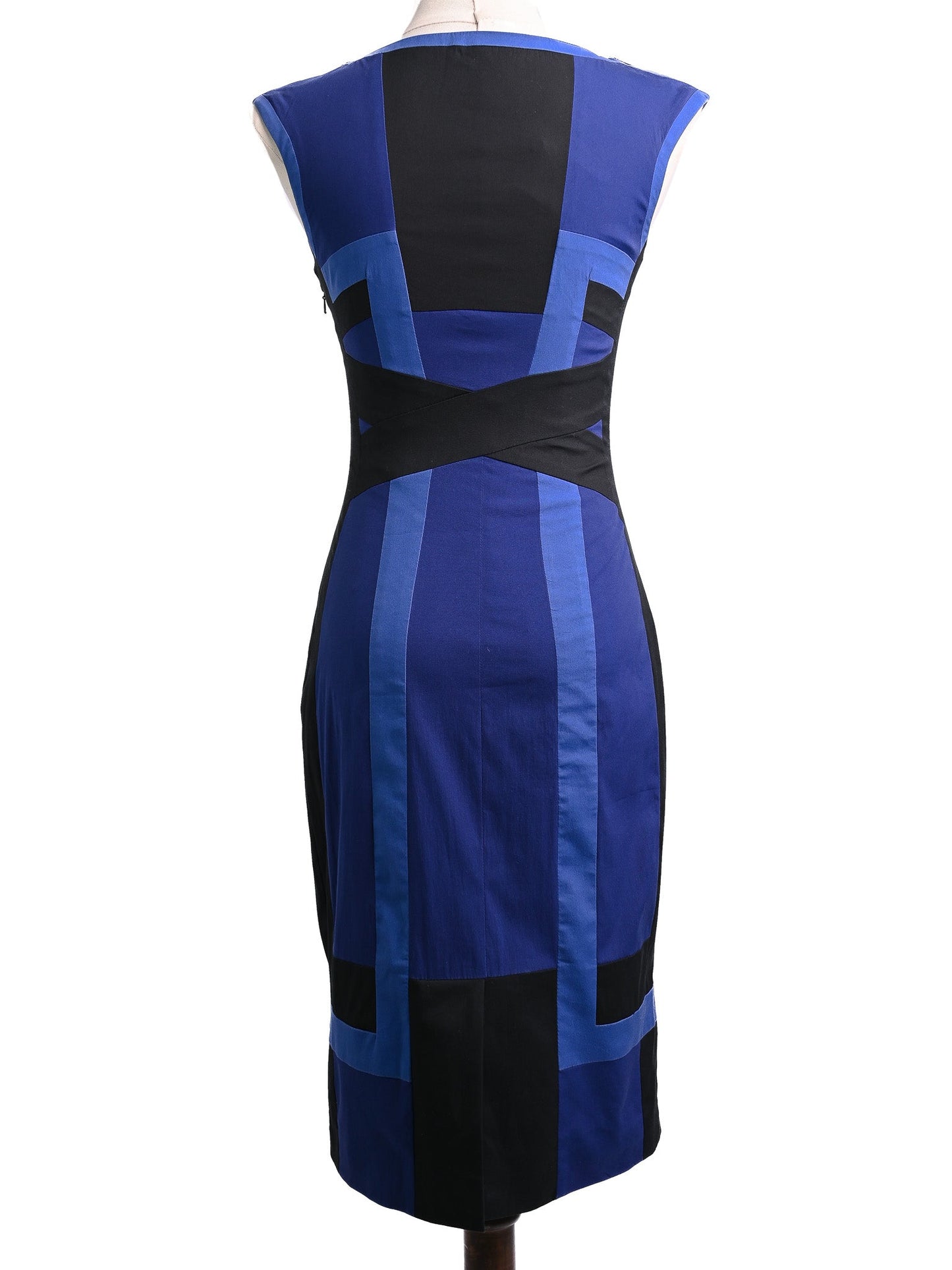 karen millen blue geometric print dress xxs good condition