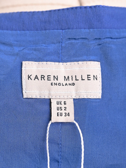 Karen Millen Blue Geometric Print Dress XXS Good Condition