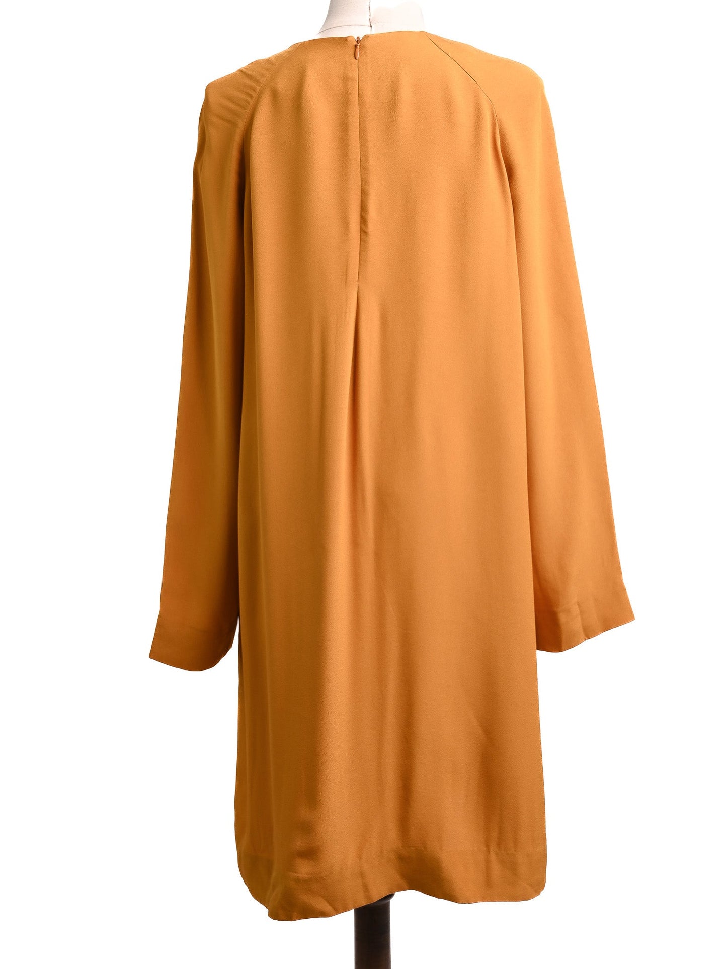 excellent cos orange viscose dress size m with pleated neckline