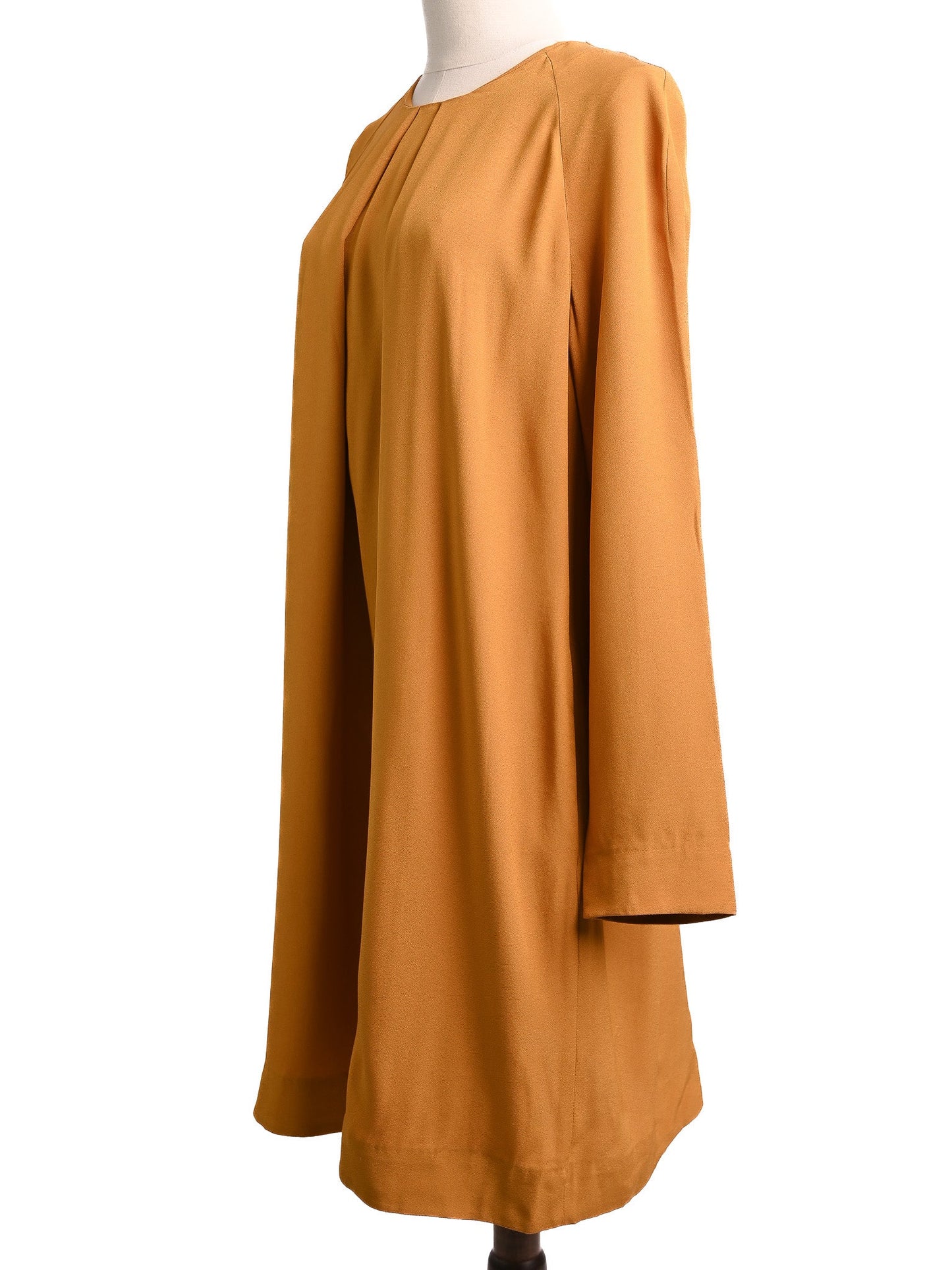 excellent cos orange viscose dress size m with pleated neckline