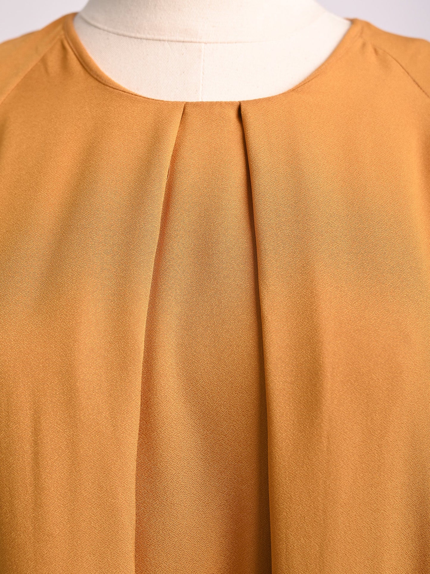 excellent cos orange viscose dress size m with pleated neckline