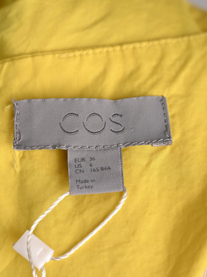 Excellent Cos Yellow Cotton Dress Size S with Waist Tie