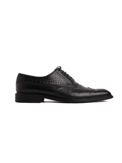 Good A.Testoni Black Leather Brogue Dress Shoes Size 42