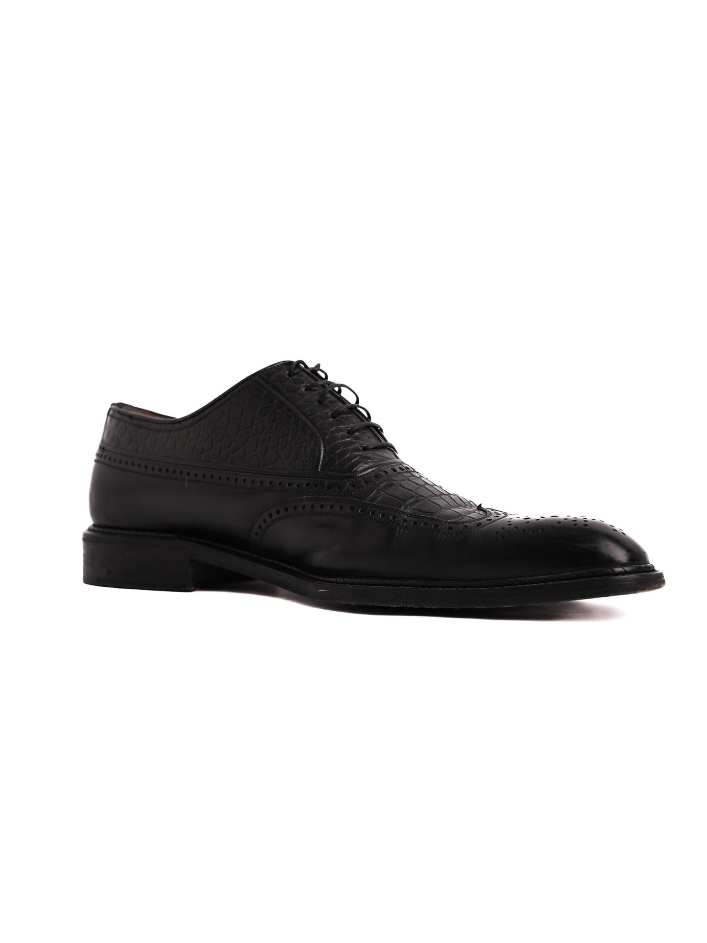 good a.testoni black leather brogue dress shoes size 42