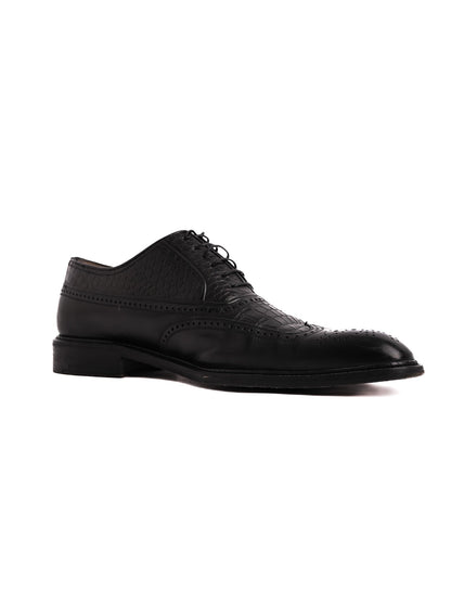 Good A.Testoni Black Leather Brogue Dress Shoes Size 42