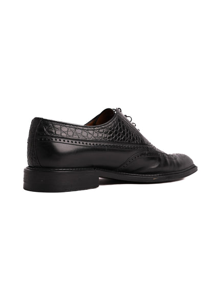 Good A.Testoni Black Leather Brogue Dress Shoes Size 42