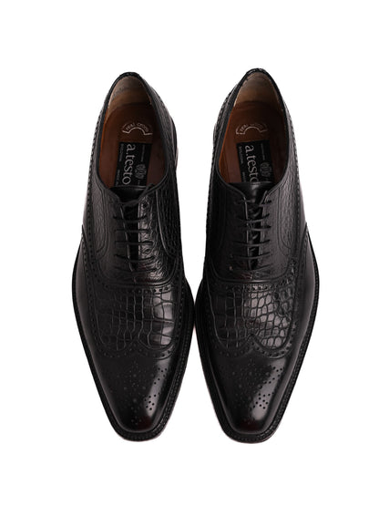 Good A.Testoni Black Leather Brogue Dress Shoes Size 42