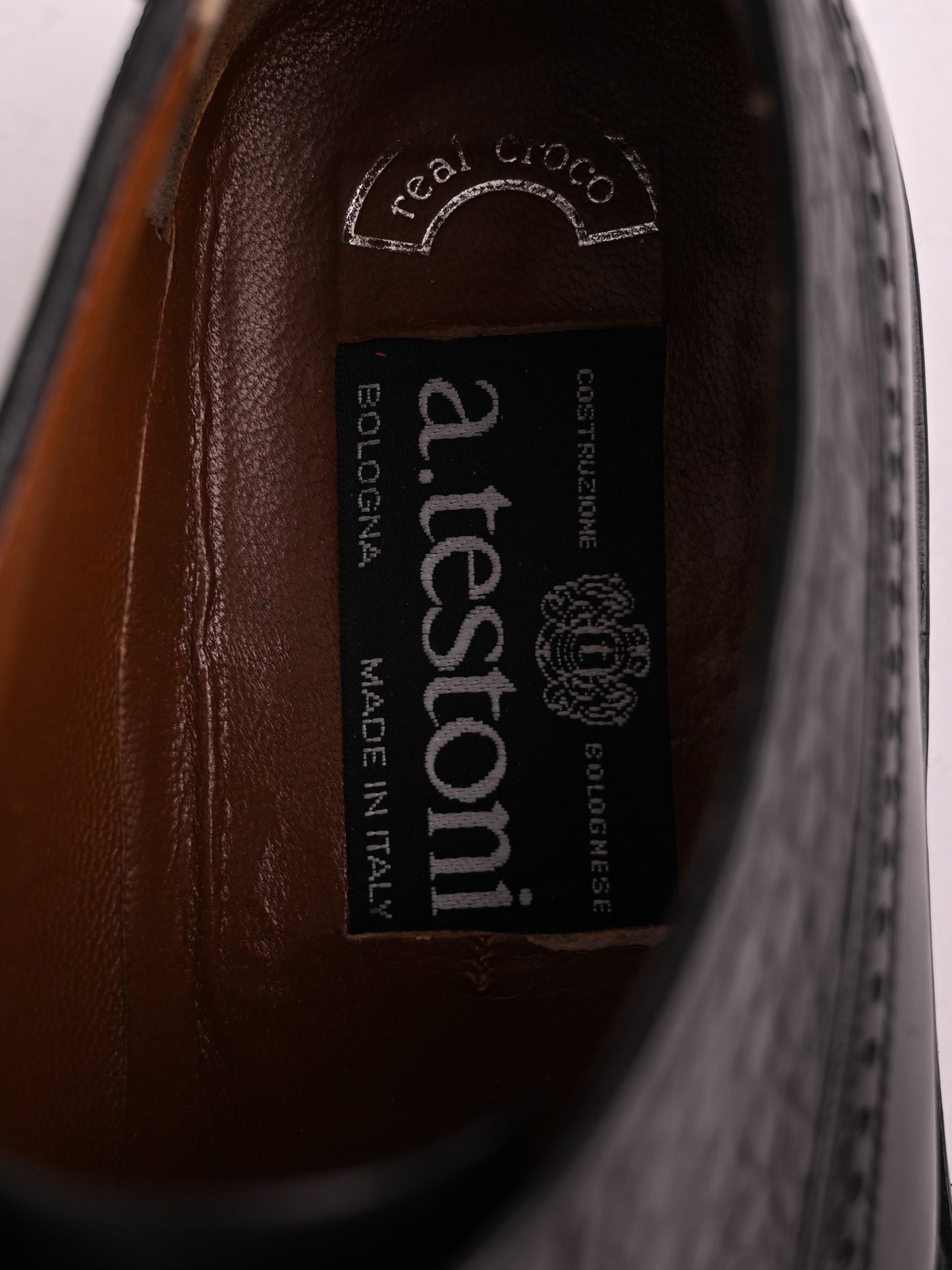 good a.testoni black leather brogue dress shoes size 42