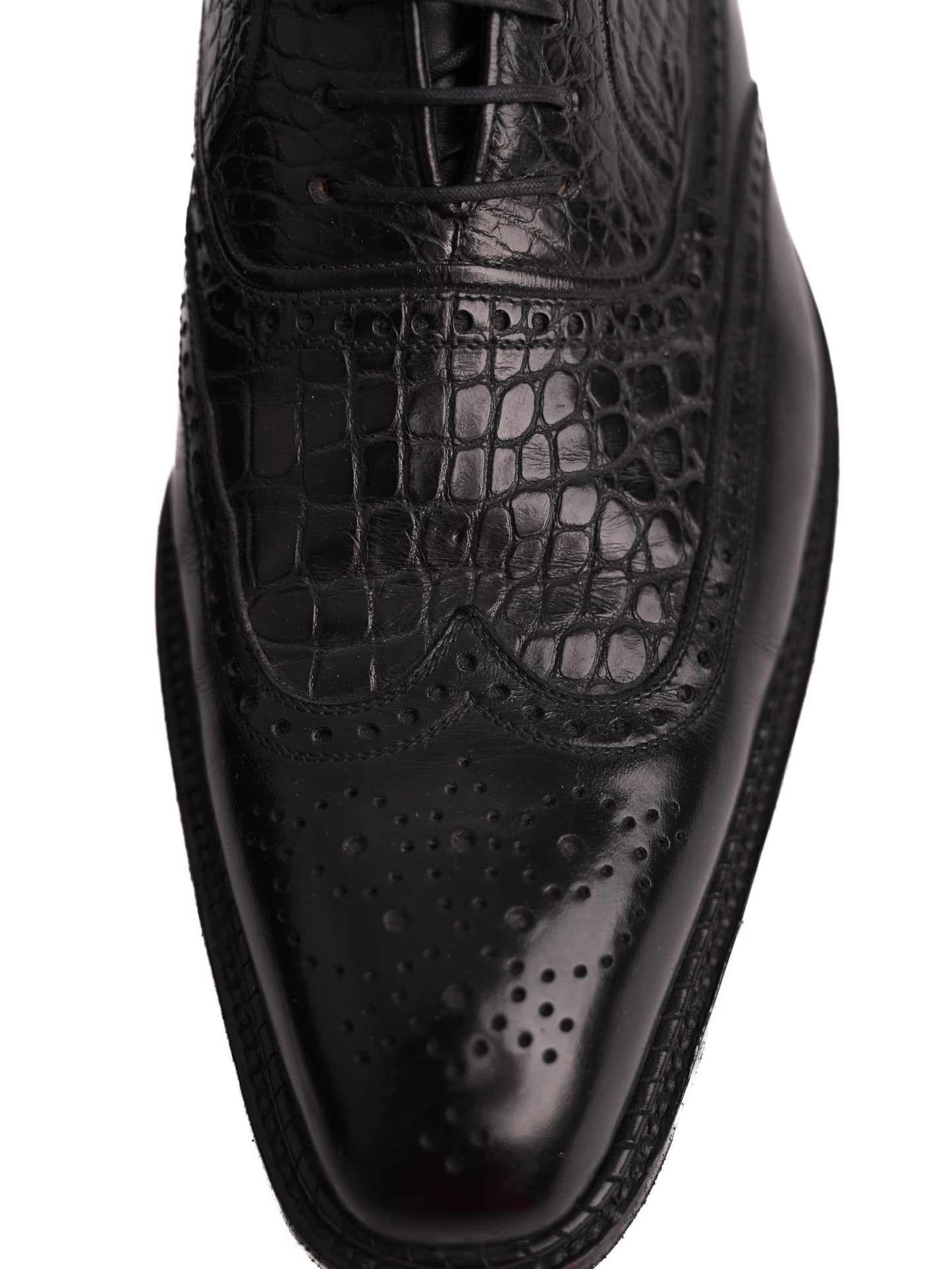 good a.testoni black leather brogue dress shoes size 42