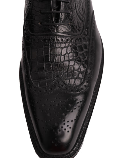 Good A.Testoni Black Leather Brogue Dress Shoes Size 42