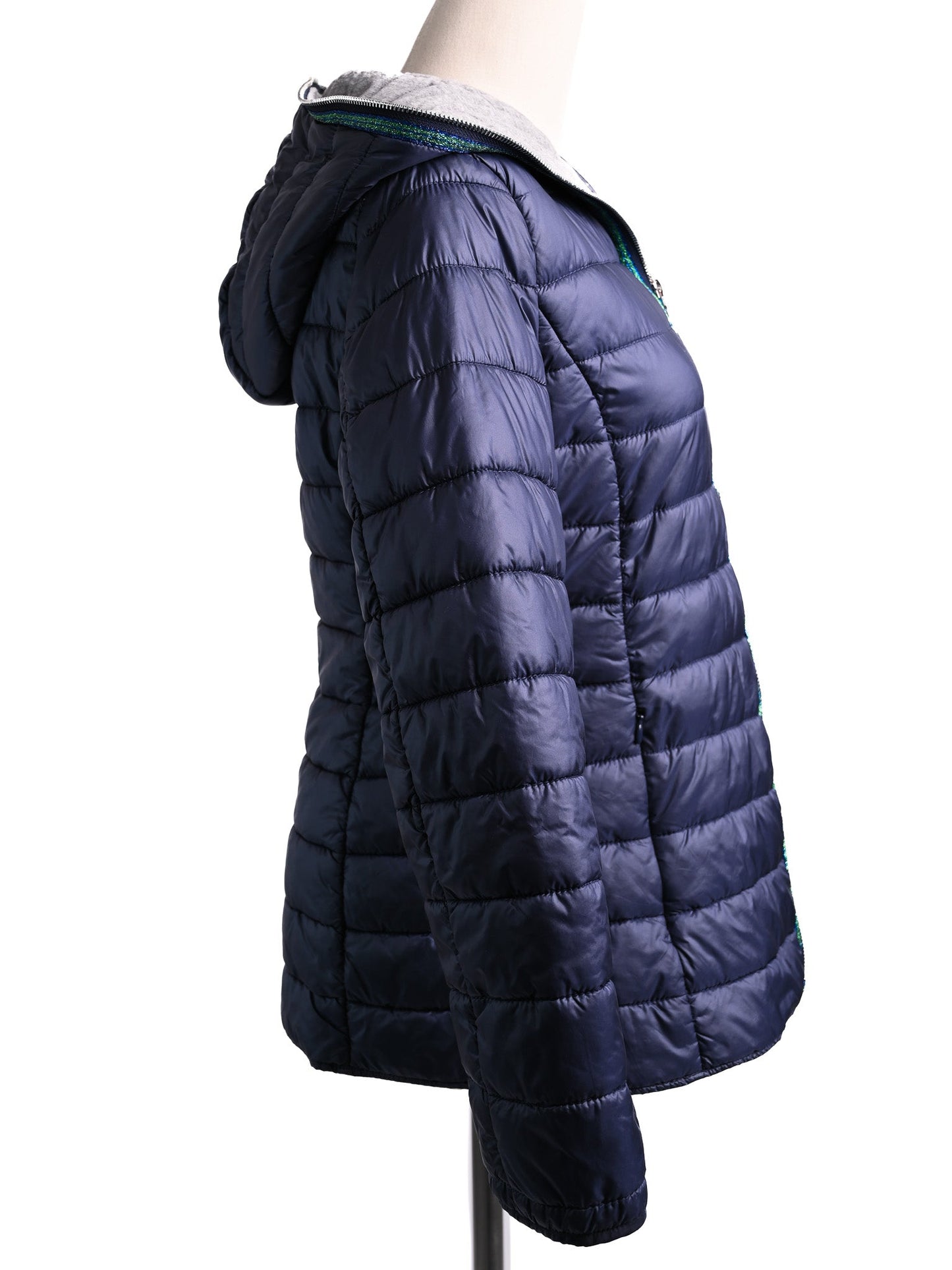 excellent liu jo blue quilted jacket size xs with hood