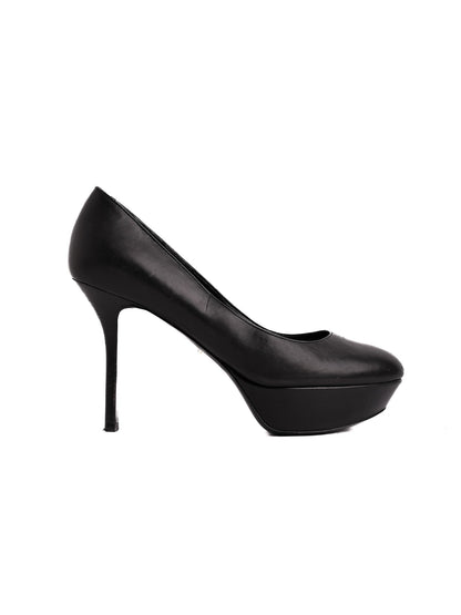 Average Condition Sergio Rossi Black Leather Platform Pumps Size 38