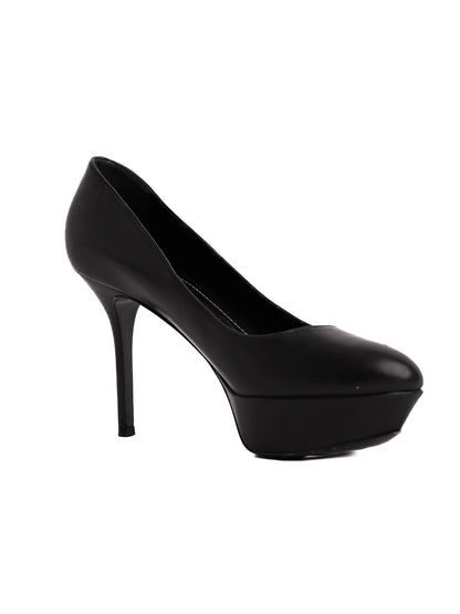 Average Condition Sergio Rossi Black Leather Platform Pumps Size 38