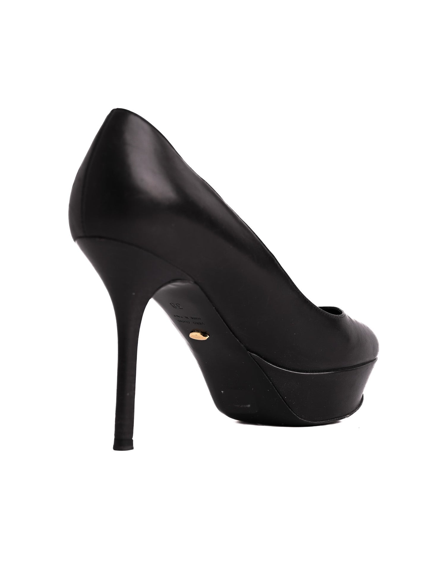 average condition sergio rossi black leather platform pumps size 38