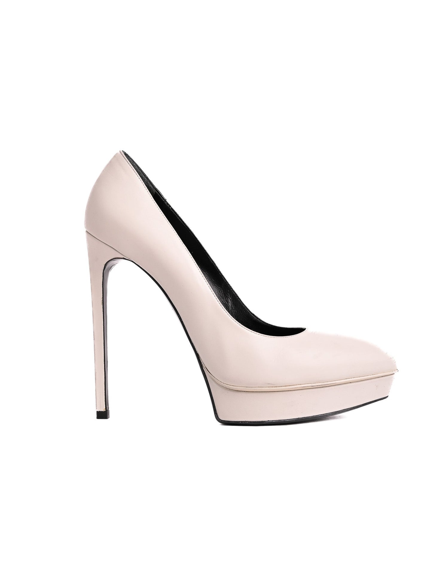 average saint laurent white leather high-heeled pumps size 39.5
