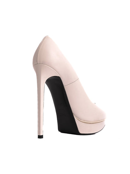 Average Saint Laurent White Leather High-Heeled Pumps Size 39.5