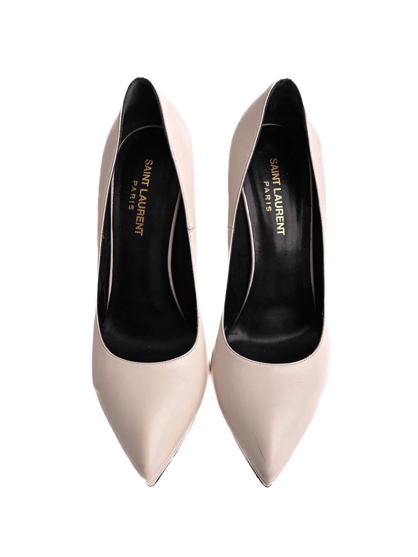 average saint laurent white leather high-heeled pumps size 39.5