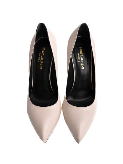 Average Saint Laurent White Leather High-Heeled Pumps Size 39.5