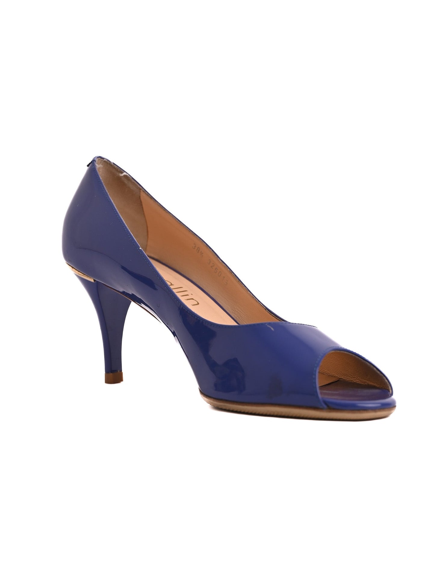 average ballin blue leather peep-toe high heels size 38.5