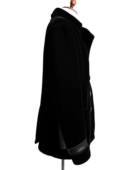 Excellent Giorgio Armani Black Velvet Double-Breasted Coat Size L